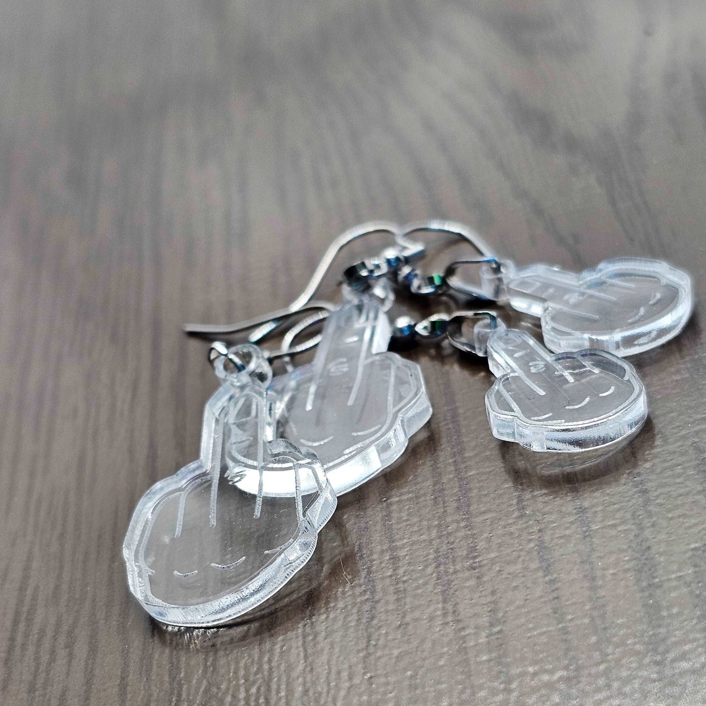 Clear Rebellion - Middle Finger Earrings in Small & Large Sass!