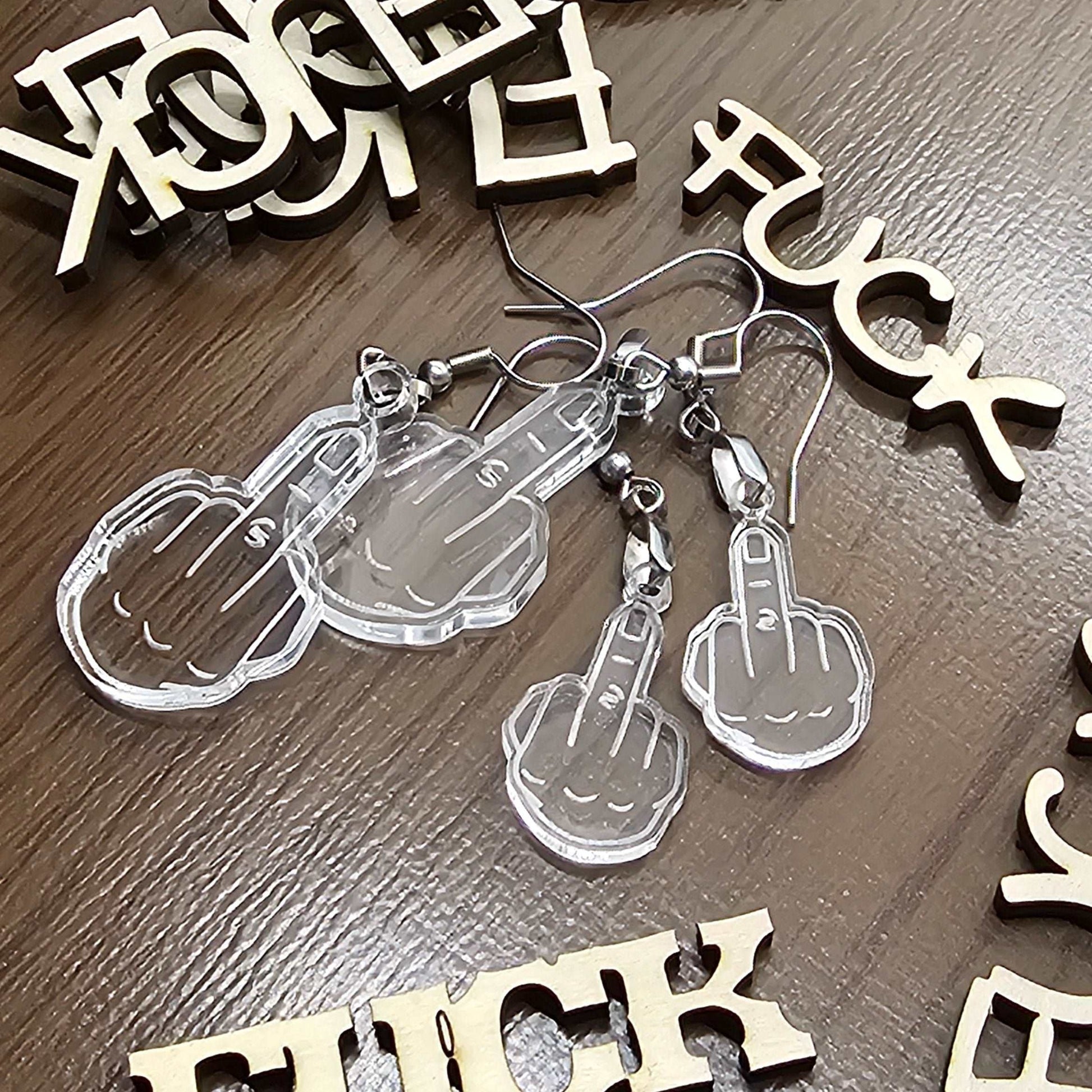 Clear Rebellion - Middle Finger Earrings in Small & Large Sass!